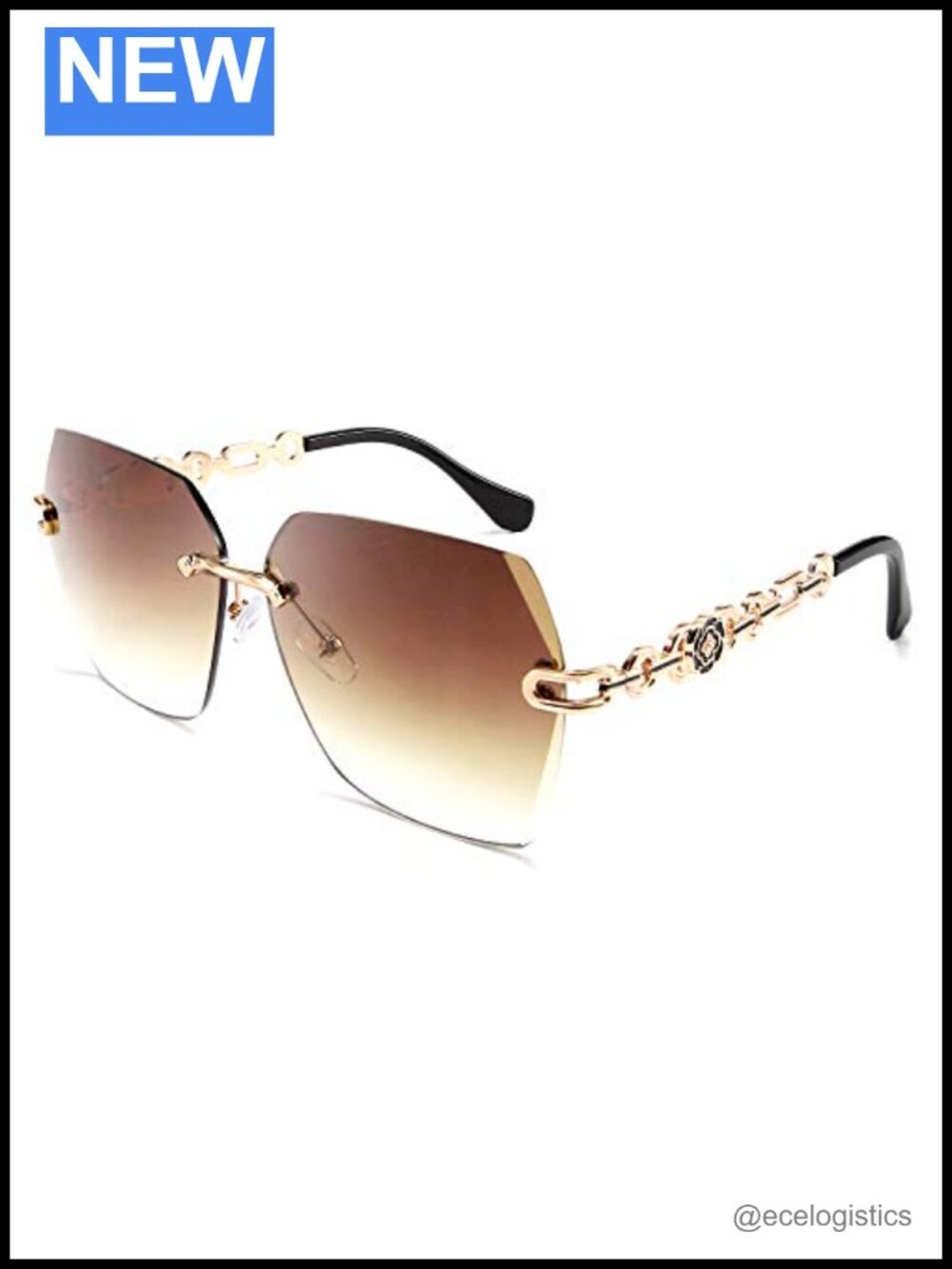Rimless Sunglasses Women Diamond Cutting Stainless Steel UV Protection
